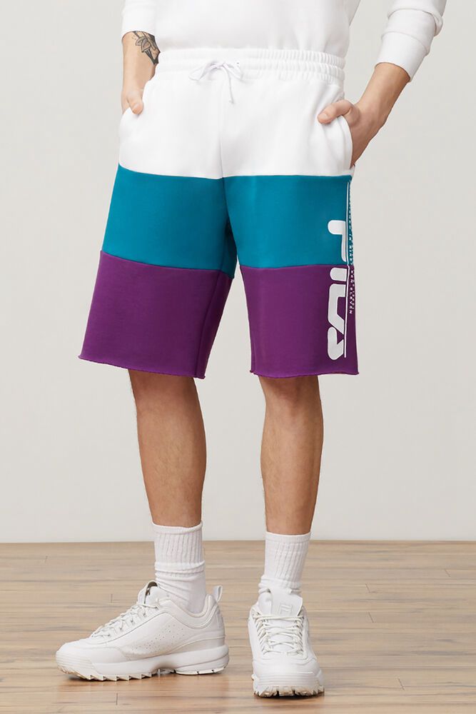 Fila Stu White/Purple Shorts Mens - NZ 32816-OULM